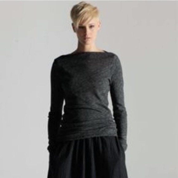 Eileen Fisher Organic Cotton & Wool Blend Boat Neck Sweater, Grey, XS - Picture 10 of 10